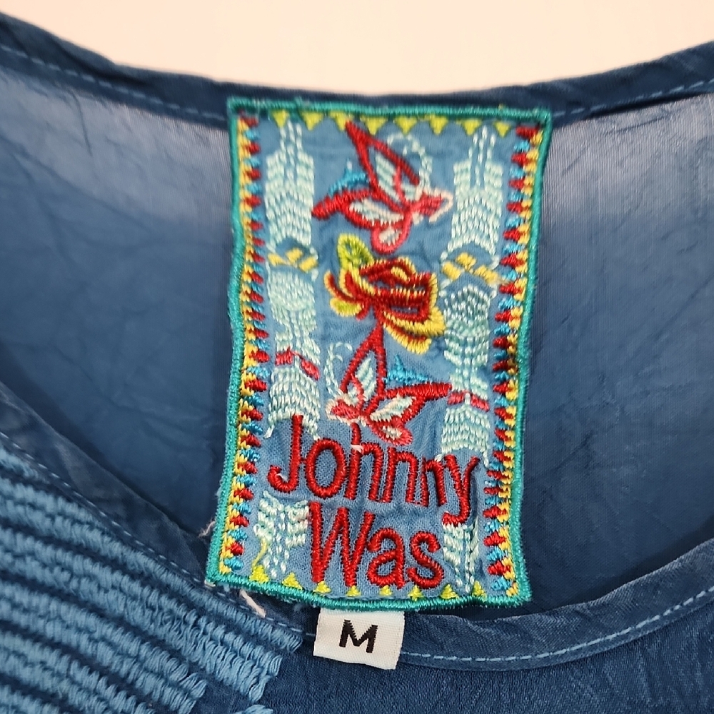 Johnny Was Teal Embroidered Blouse - Picture 2 of 6